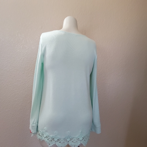 Soft Surroundings Lace Hem Tunic Sweater M Blue New - Picture 4 of 7